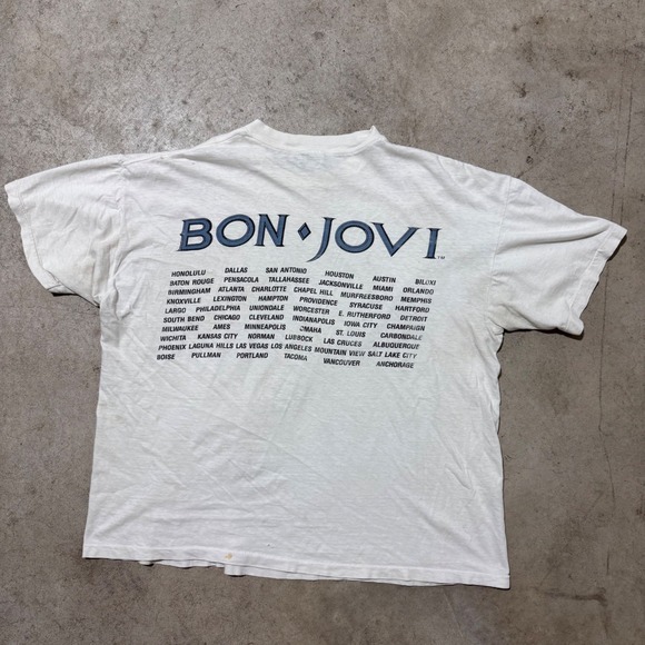Vintage 80s Jon Bon Jovi New Jersey Syndicate Tour 1988 Portrait Band T Shirt XL - Picture 6 of 8